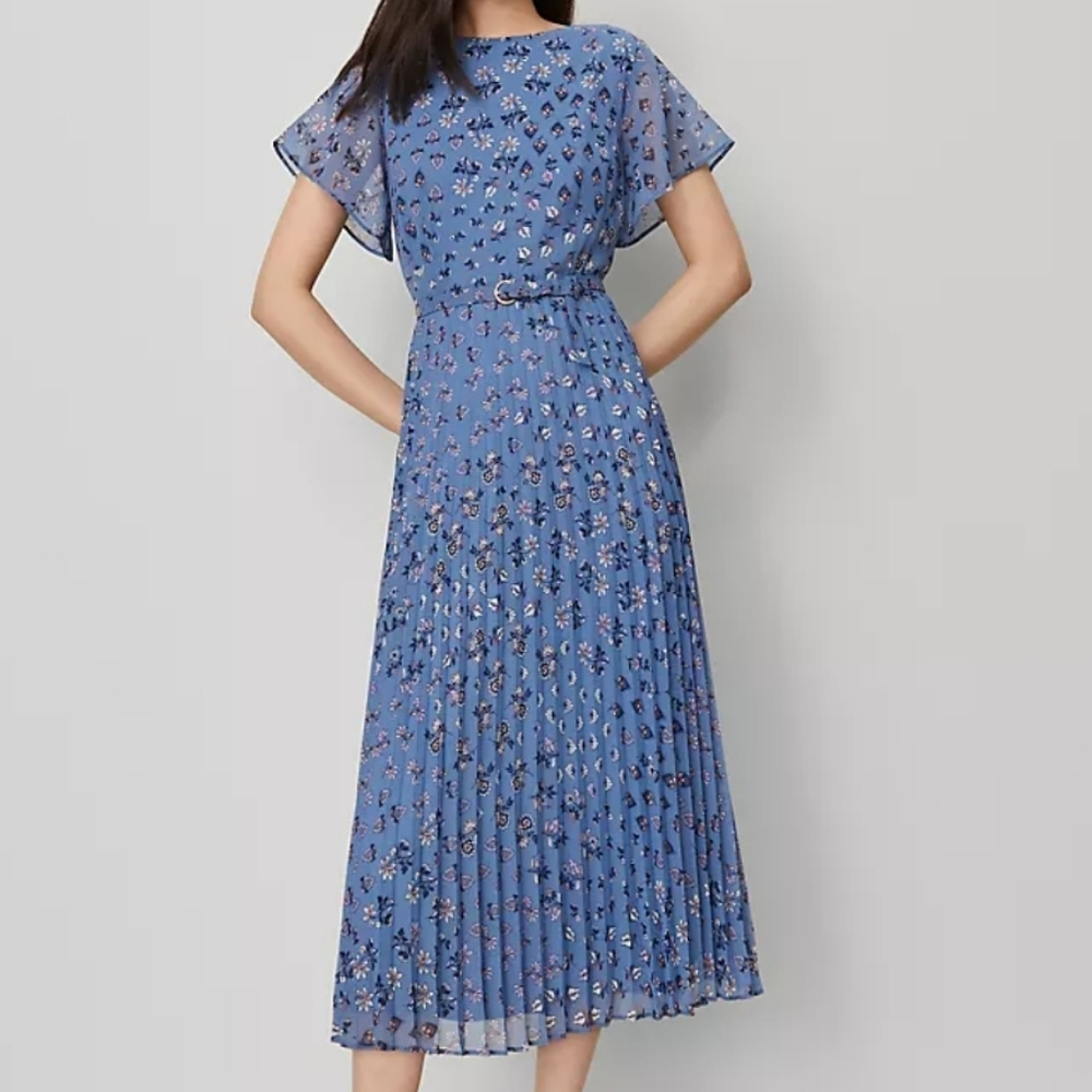 Ann Taylor Floral Pleated Midi Dress
